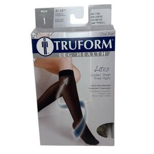 TRUFORM Leg Health Lites 1763BL-L Large Beige Ladies Knee Highs 8-15 mmHg